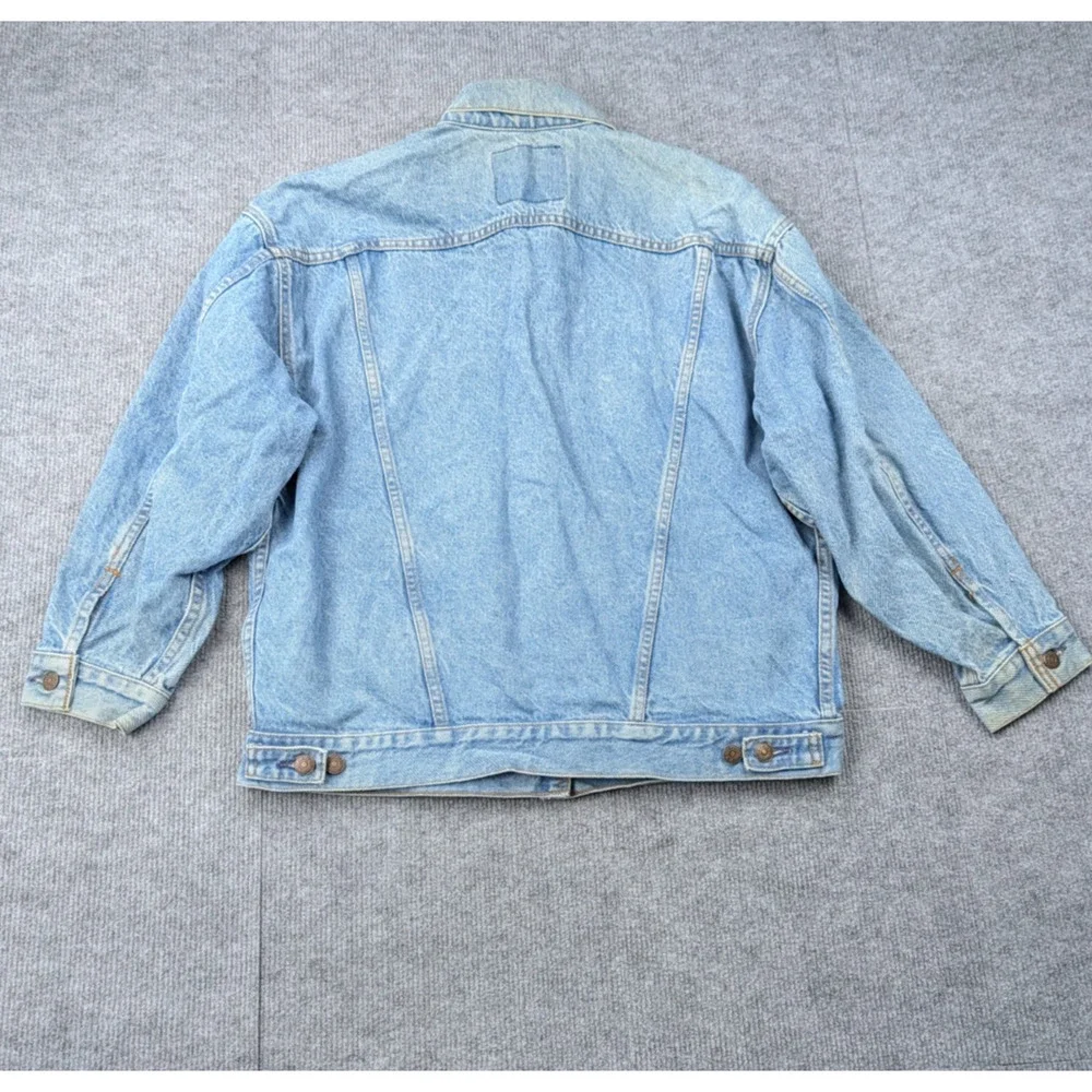 Vintage Levis Denim Jacket Mens Large Type 3 80s Red Batwing USA Made Faded